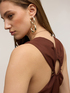 Long cr&ecirc;pe de chine dress with ring image number 3