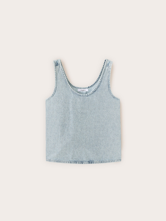 Top en denim avec cristaux
