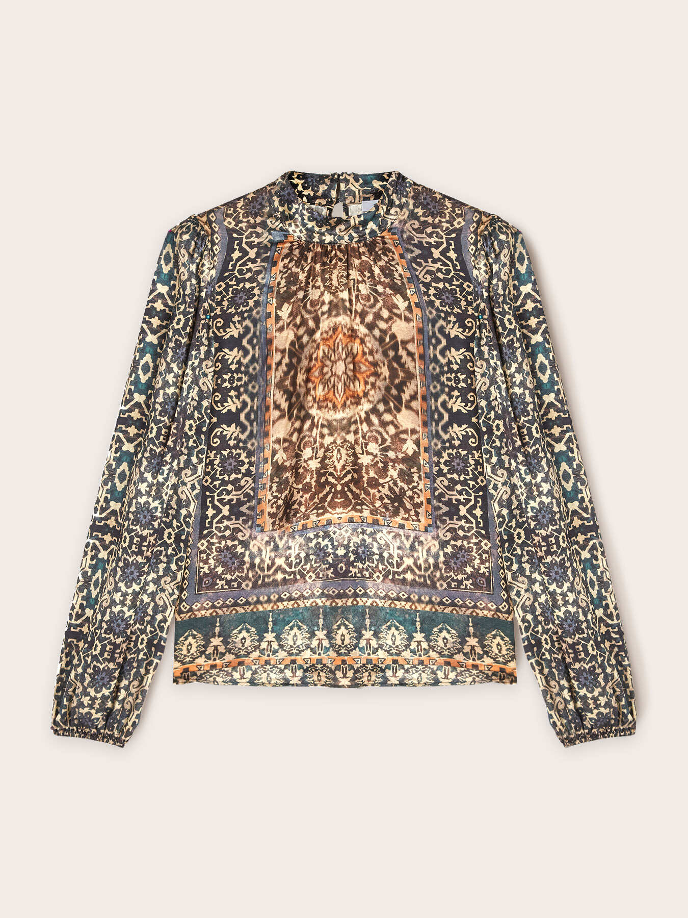 Foulard pattern satin blouse image number 4
