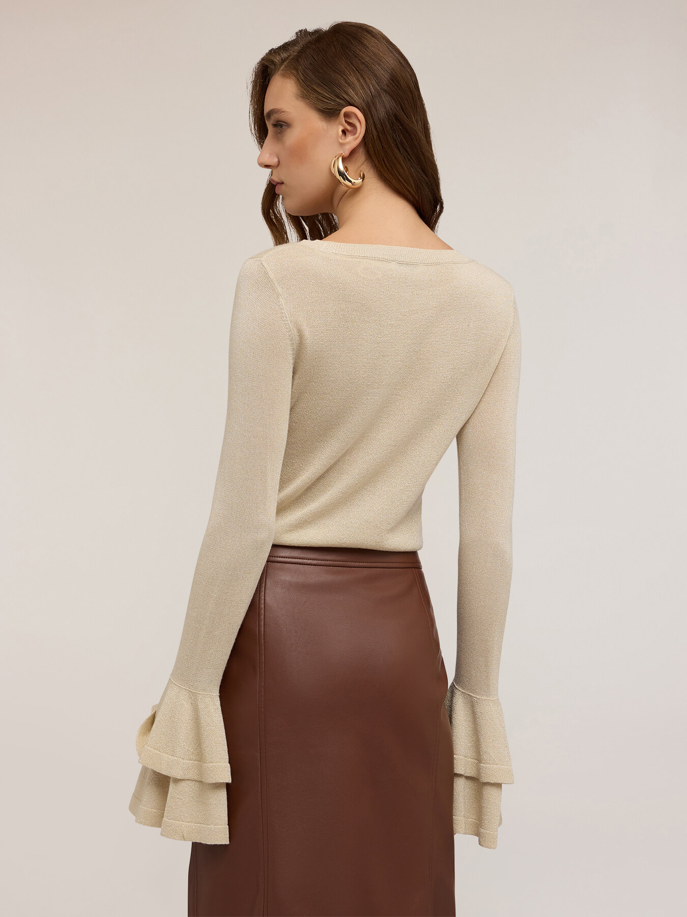 Lurex sweater with ruffled sleeves image number 1
