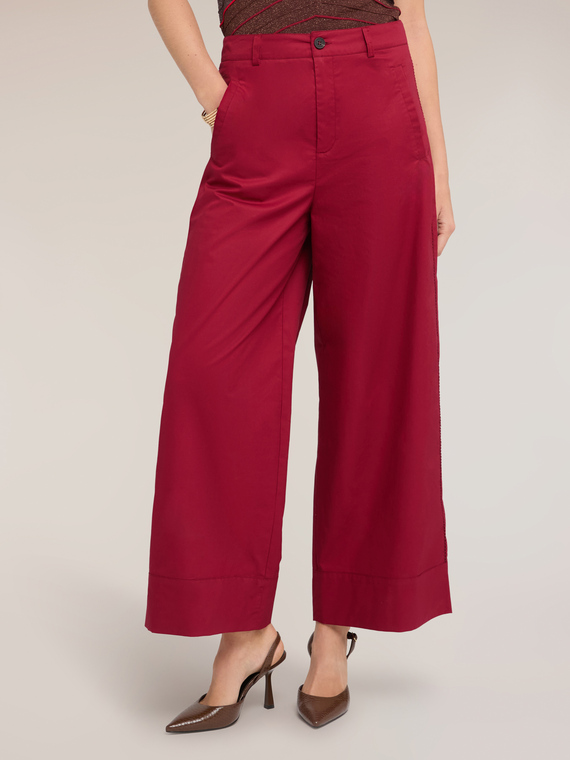 Cropped cotton twill trousers