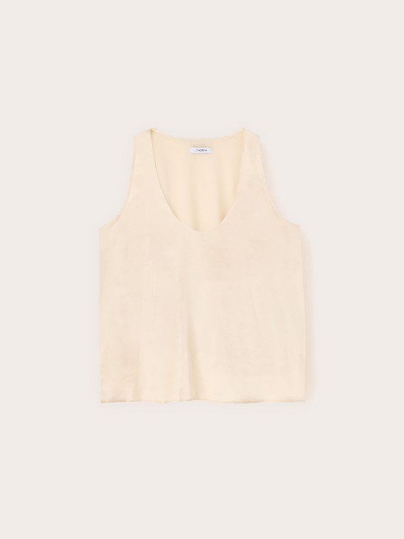 Top aus Viskose-Satin mit tiefem Ausschnitt