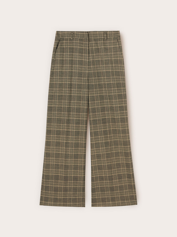 Pantaloni palazzo in tinto filo check
