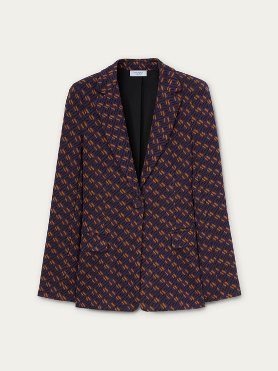 Geometric pattern jacquard blazer