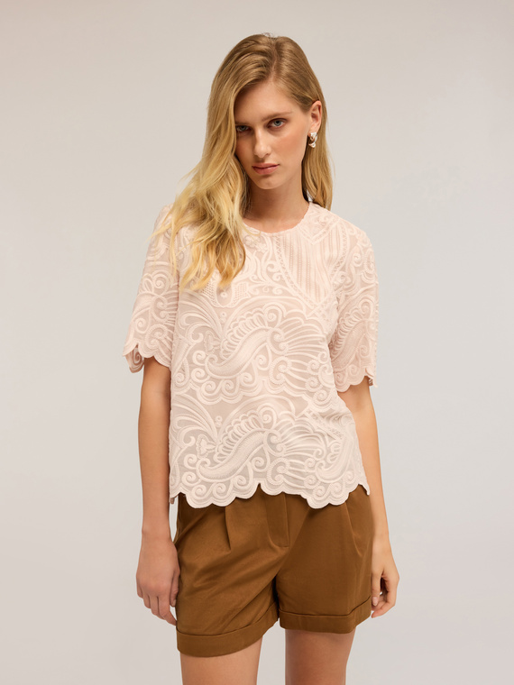 Embroidered organza blouse