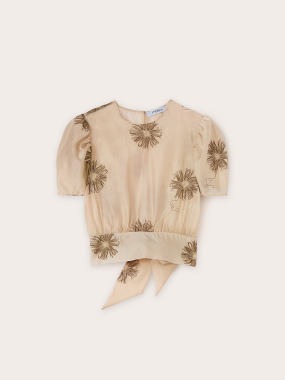 Blouse brod&eacute;e avec manches ballon