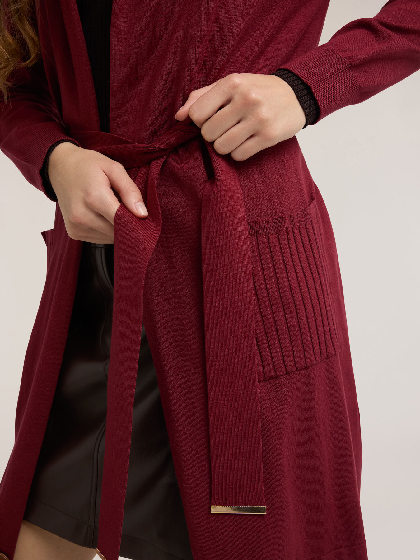 Langer Cardigan mit Gürtel image number 3