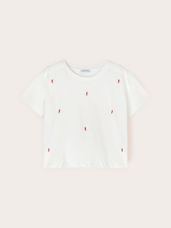 Jersey T-shirt with embroidery