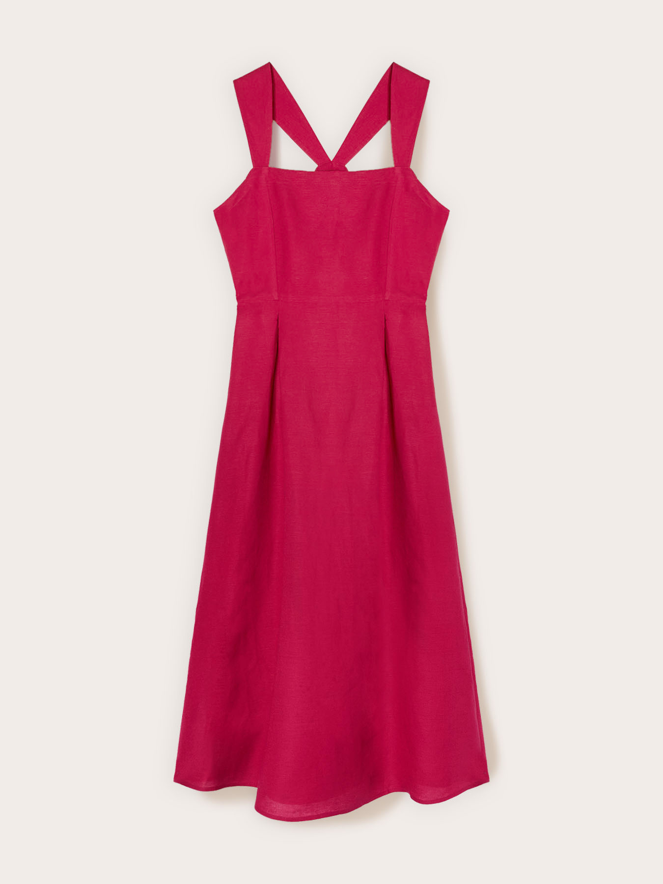 Kleid mit quadratischem Ausschnitt aus Leinenmischung image number 4