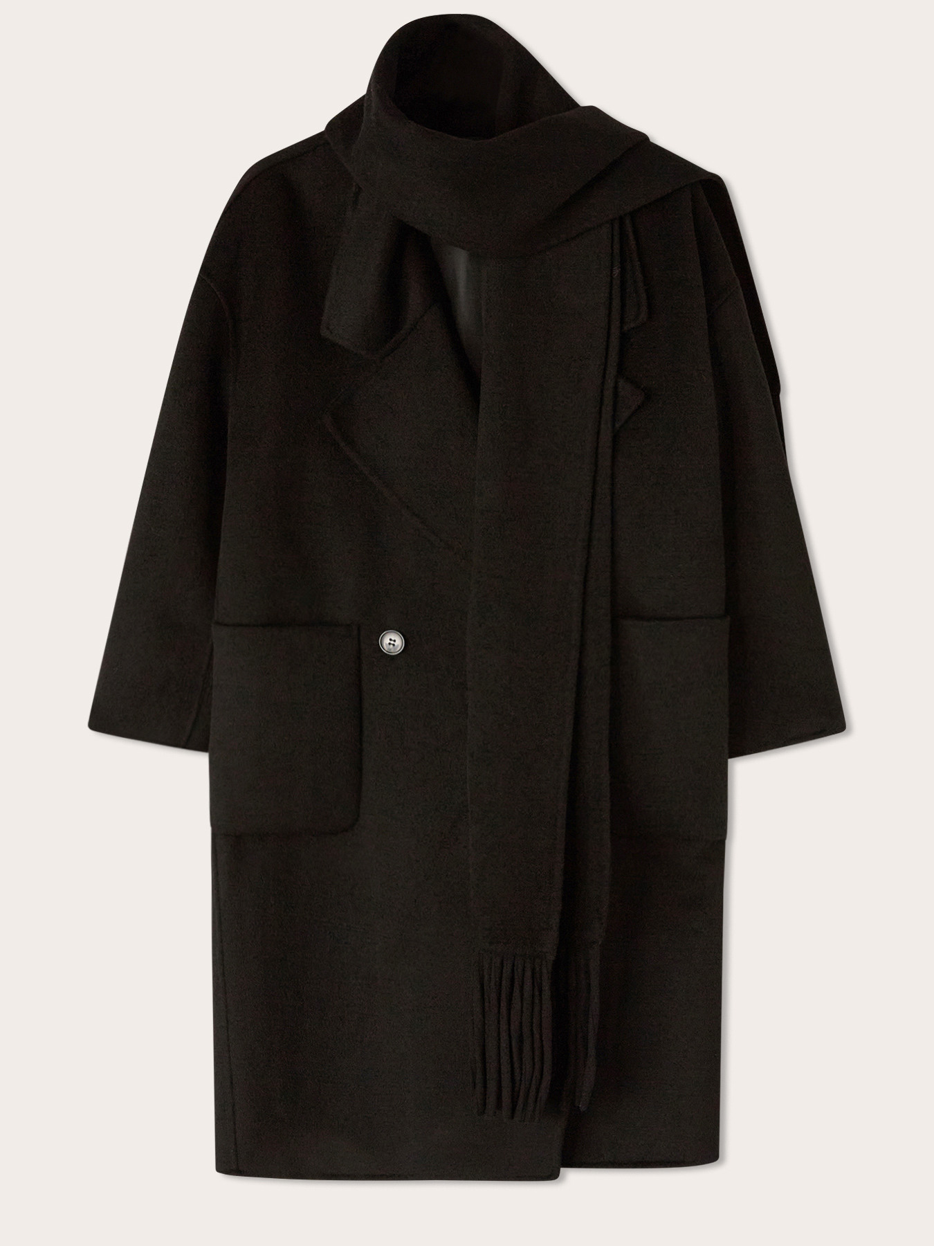 Double-breasted coat in wool blend image number 6