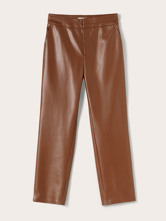 Regular fit trousers with shiny effect
