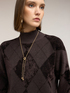 Argyle pattern chenille turtleneck sweater image number 3