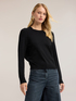 Viscose knit top with tonal trims image number 0