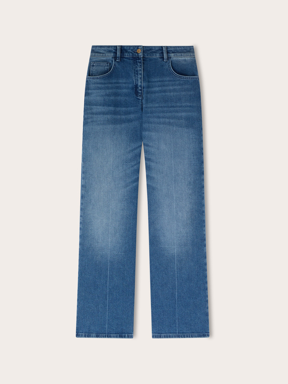 Jeans mit weitem Bein und B&uuml;gelfalte