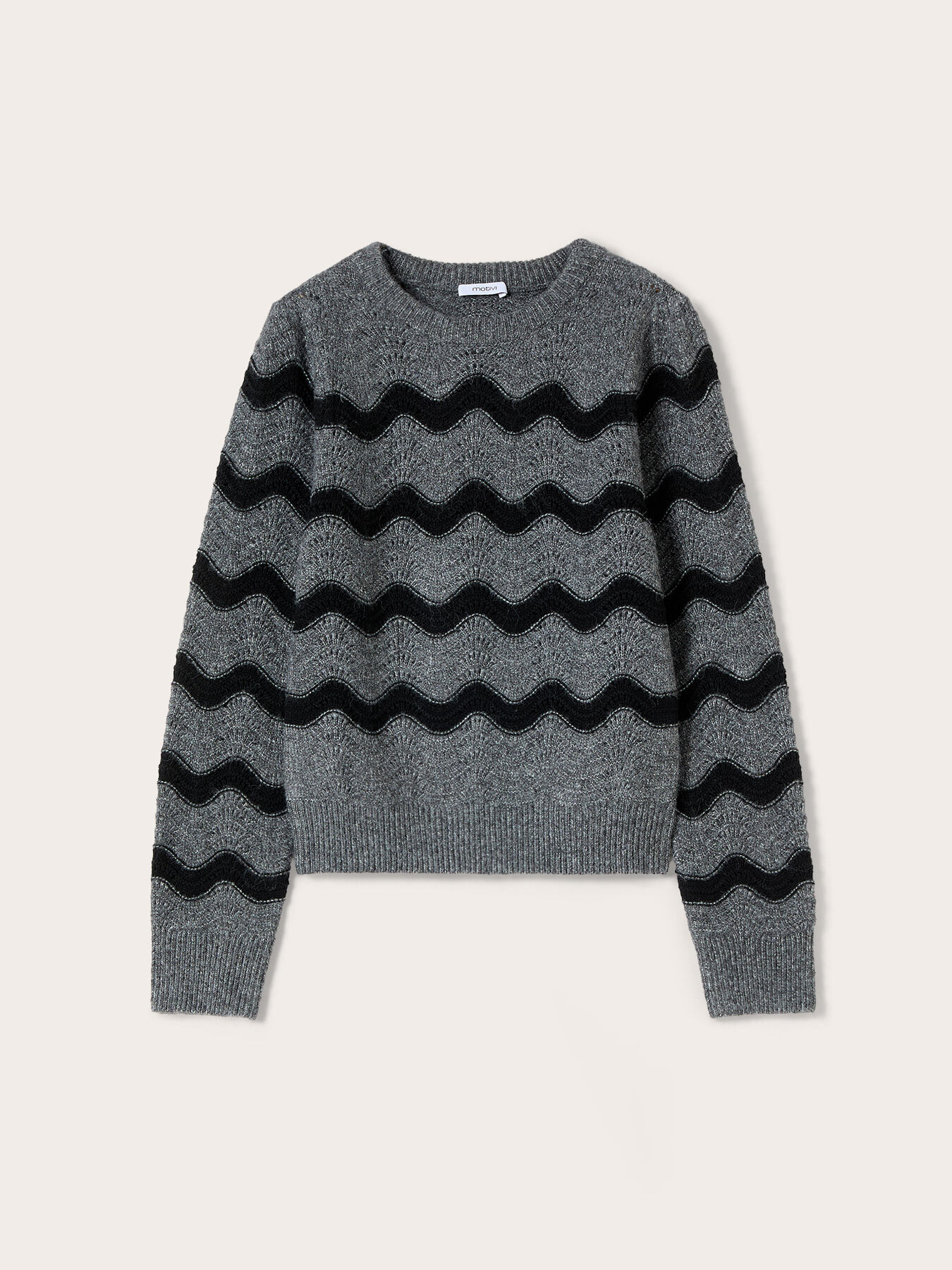 Maglia ricamata a onde in misto cotone image number 4