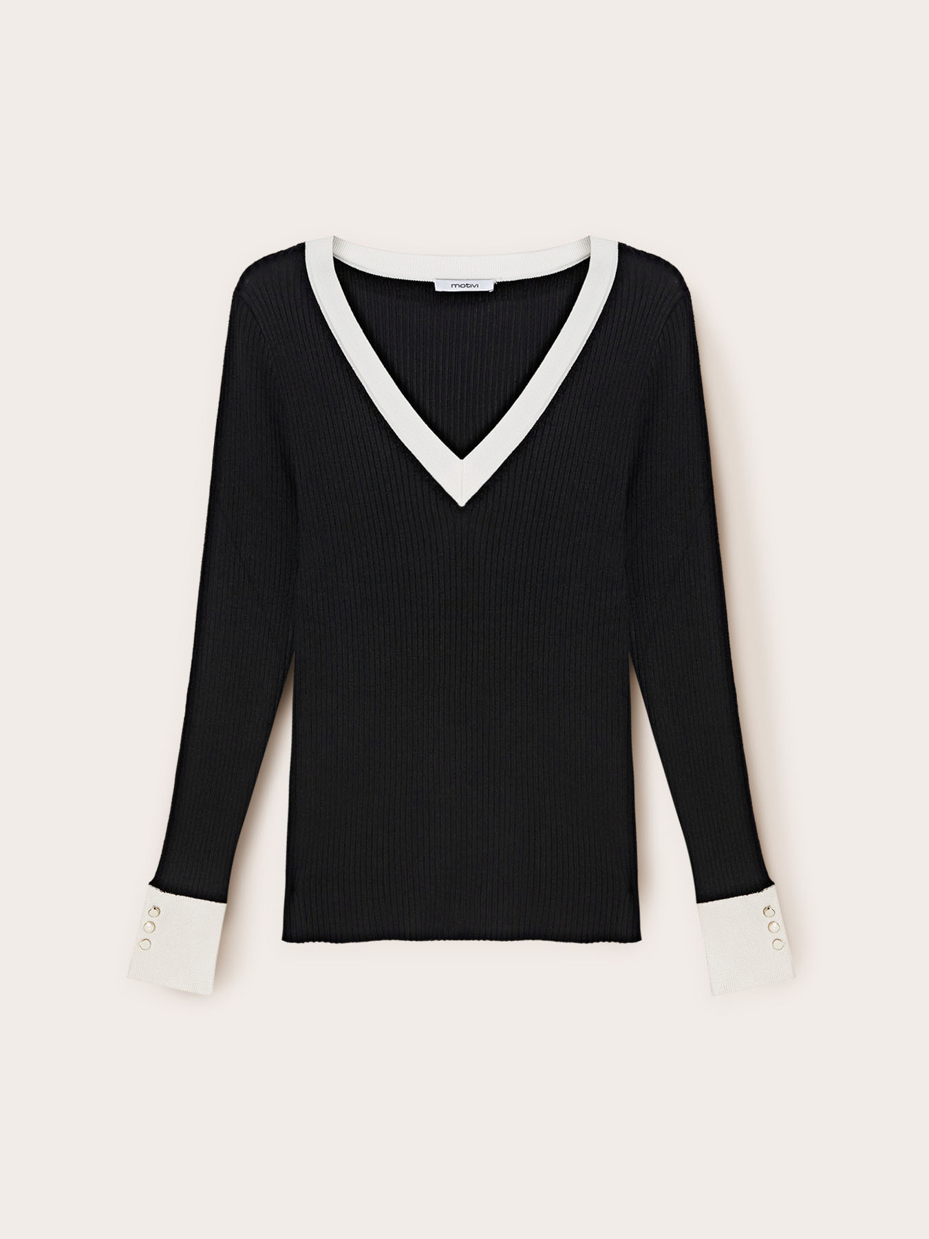 Pull bicolore &agrave; c&ocirc;tes image number 4