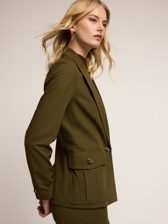 Blazer militar en franela mezcla de lana