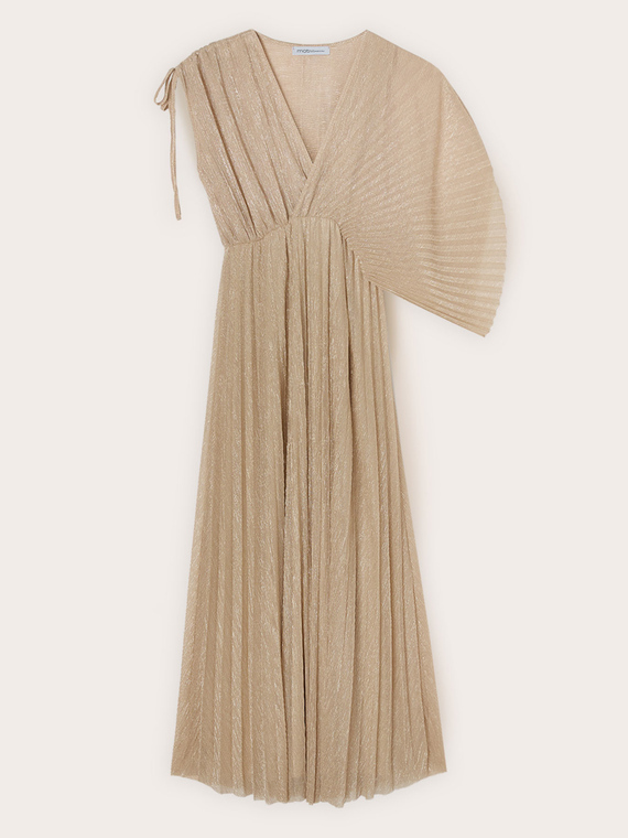 Metallic pleated long dress