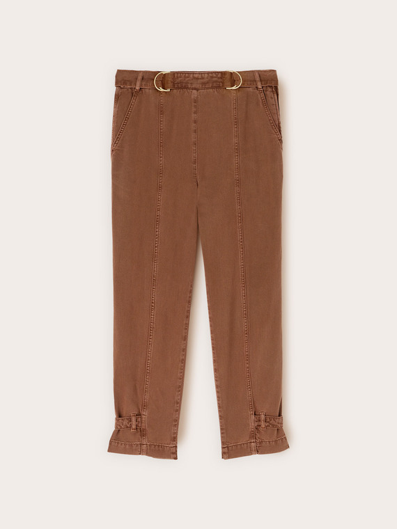 Pantaloni carrot in drill washed