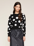 Pullover corto in maglia jacquard fantasia a pois image number 0