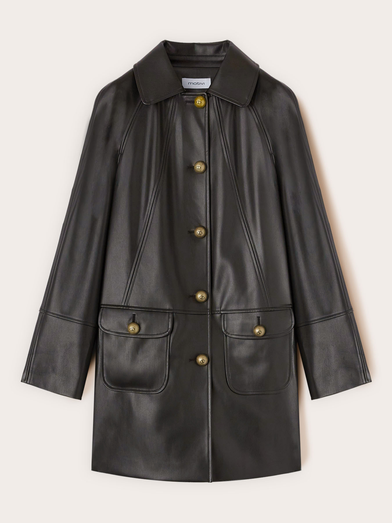 Long jacket in coated fabric image number 4