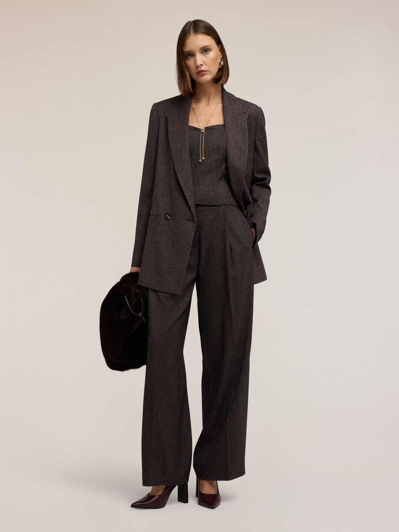 Pantalones palazzo en hilo teñido image number 3