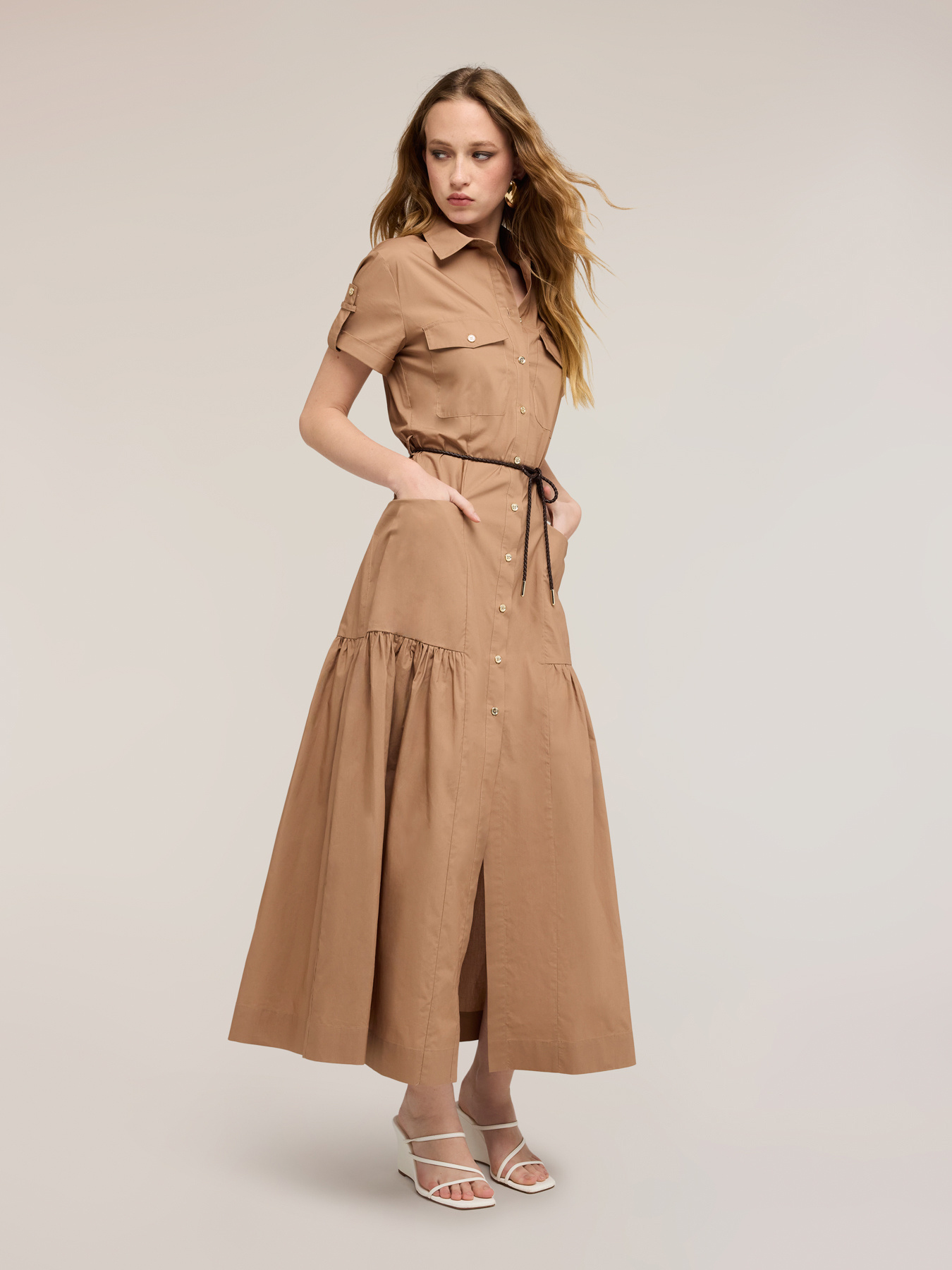 Langes Hemdblusenkleid aus Baumwollmischung image number 2