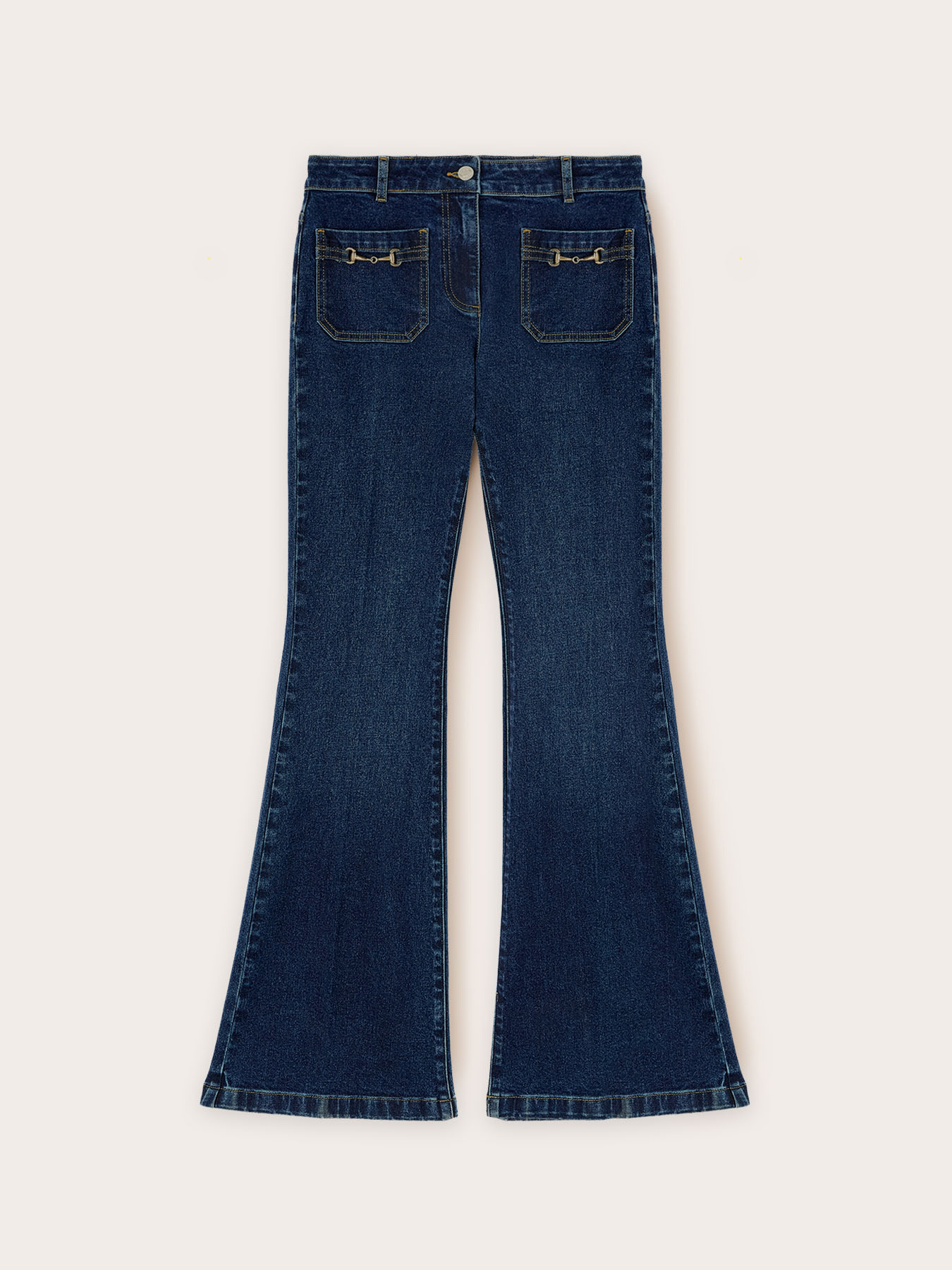 Flare jeans with metal toggles image number 4