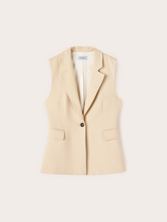 Gilet en tissu teint fil &agrave; rayures