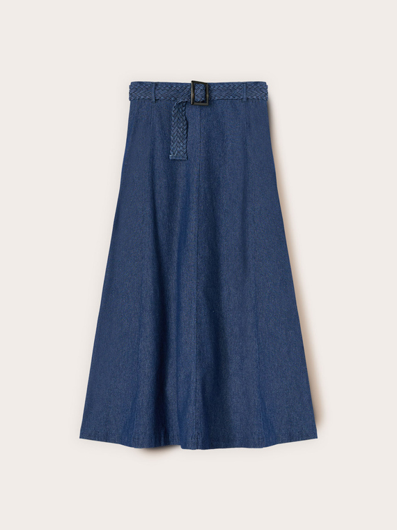 Paneled chambray skirt