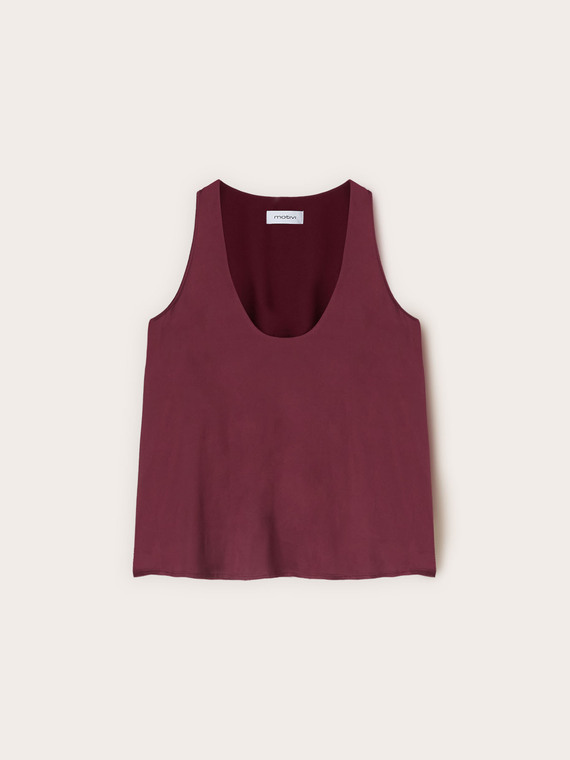 Top aus Satin mit breiten Schultern