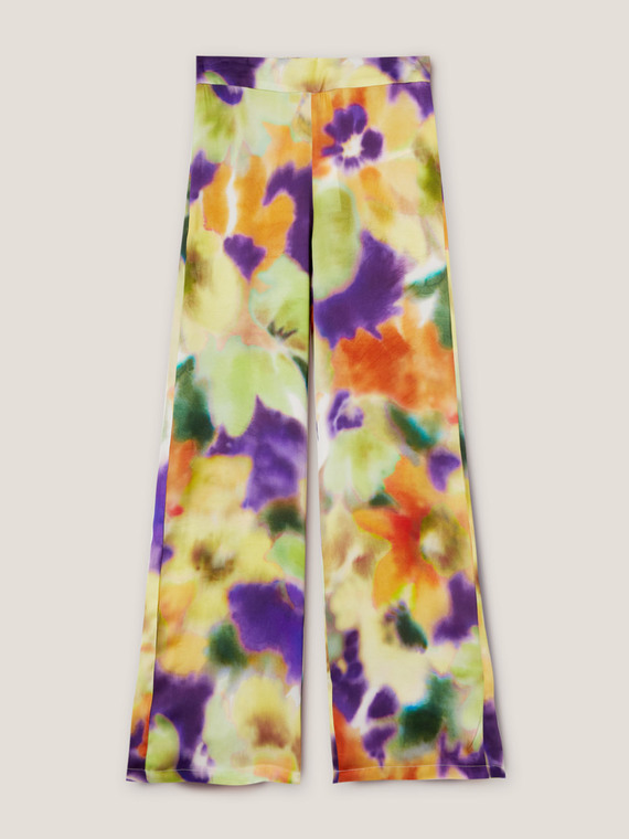 Pantalones anchos vaporosos con estampado floral