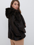 Short faux fur coat with hood image number 2