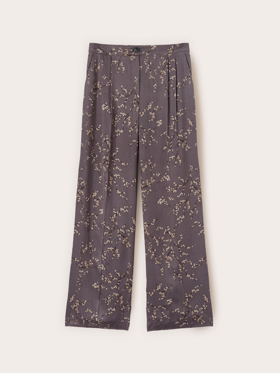 Pantalones palazzo de twill de viscosa con estampado de flores
