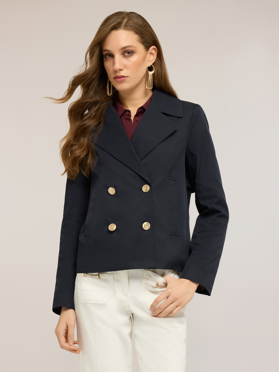 Trench court double boutonnage en taffetas