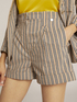 Linen blend cotton striped shorts image number 2