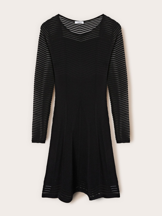 Flared dress in openwork knitwear