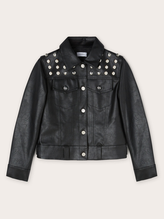 Coated fabric jacket with studs