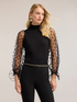 Viscose turtleneck sweater with tulle sleeves image number 2