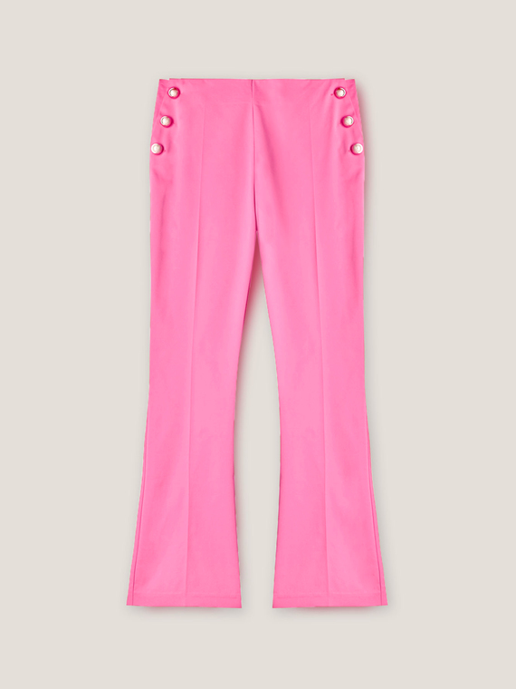 Flare trousers with side button motif