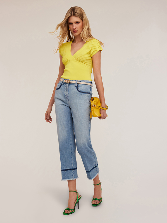 Motivi T-shirt in maglia plissé Donna, Giallo, Taglia XS