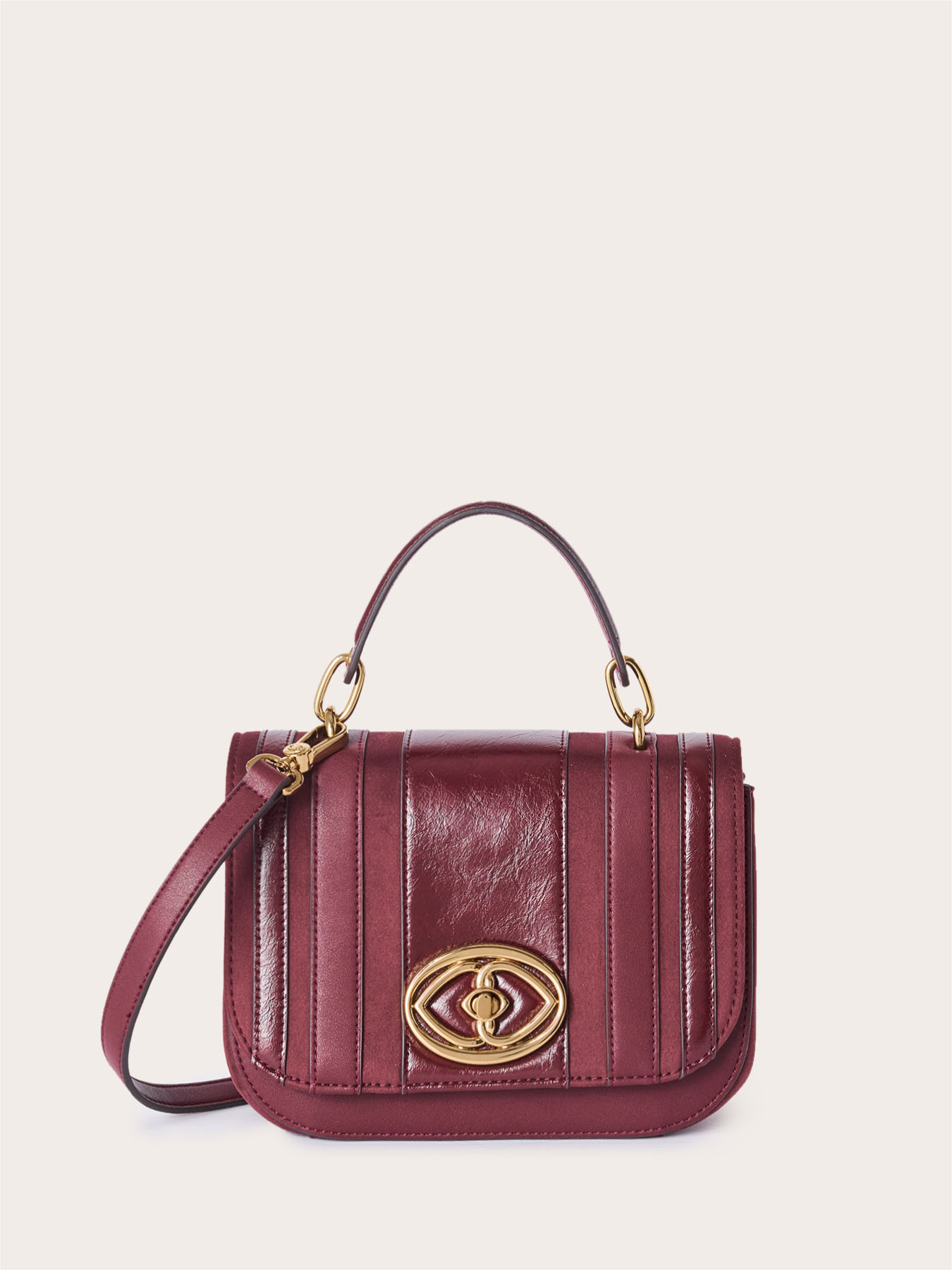 Borsa a tracolla in tessuto ed inserti a righe image number 1