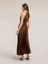 Long pleated satin dress with back drop image number 1