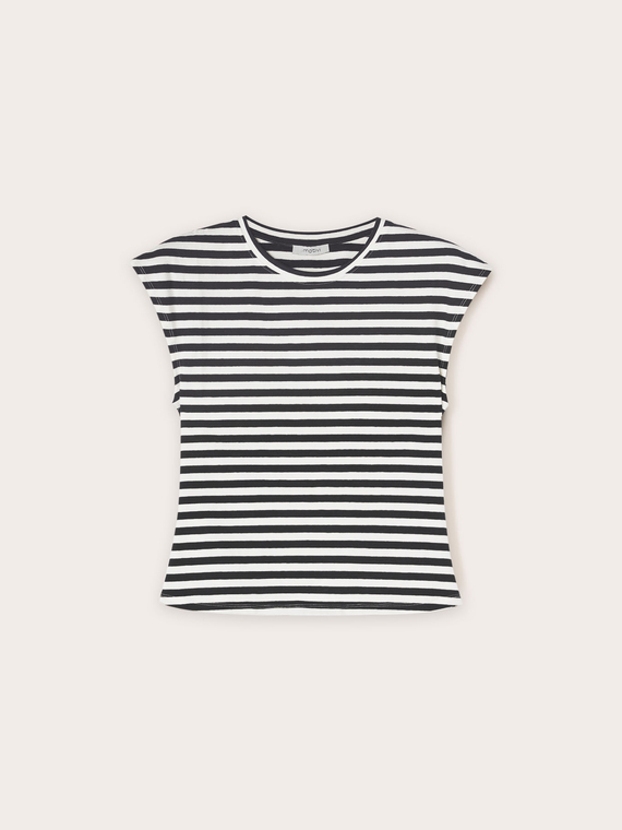Striped cut-out motif T-shirt