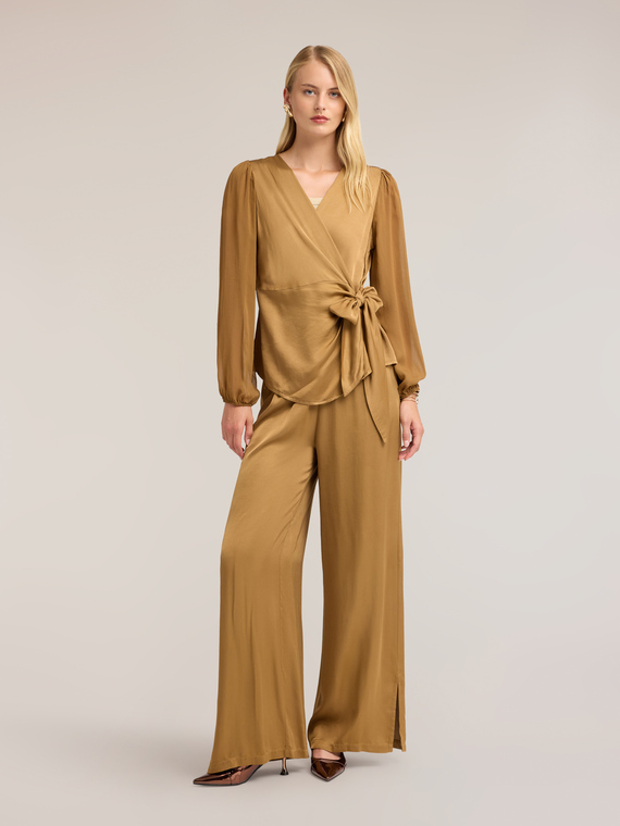 Palazzo pants in viscose satin