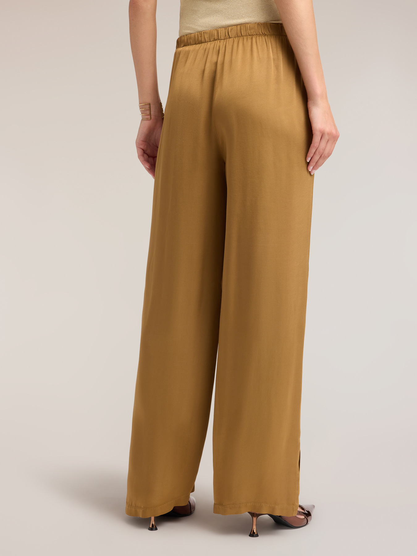 Palazzo pants in viscose satin image number 1