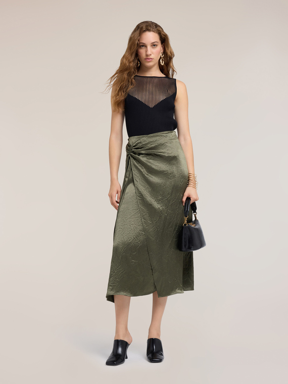 Draped satin skirt