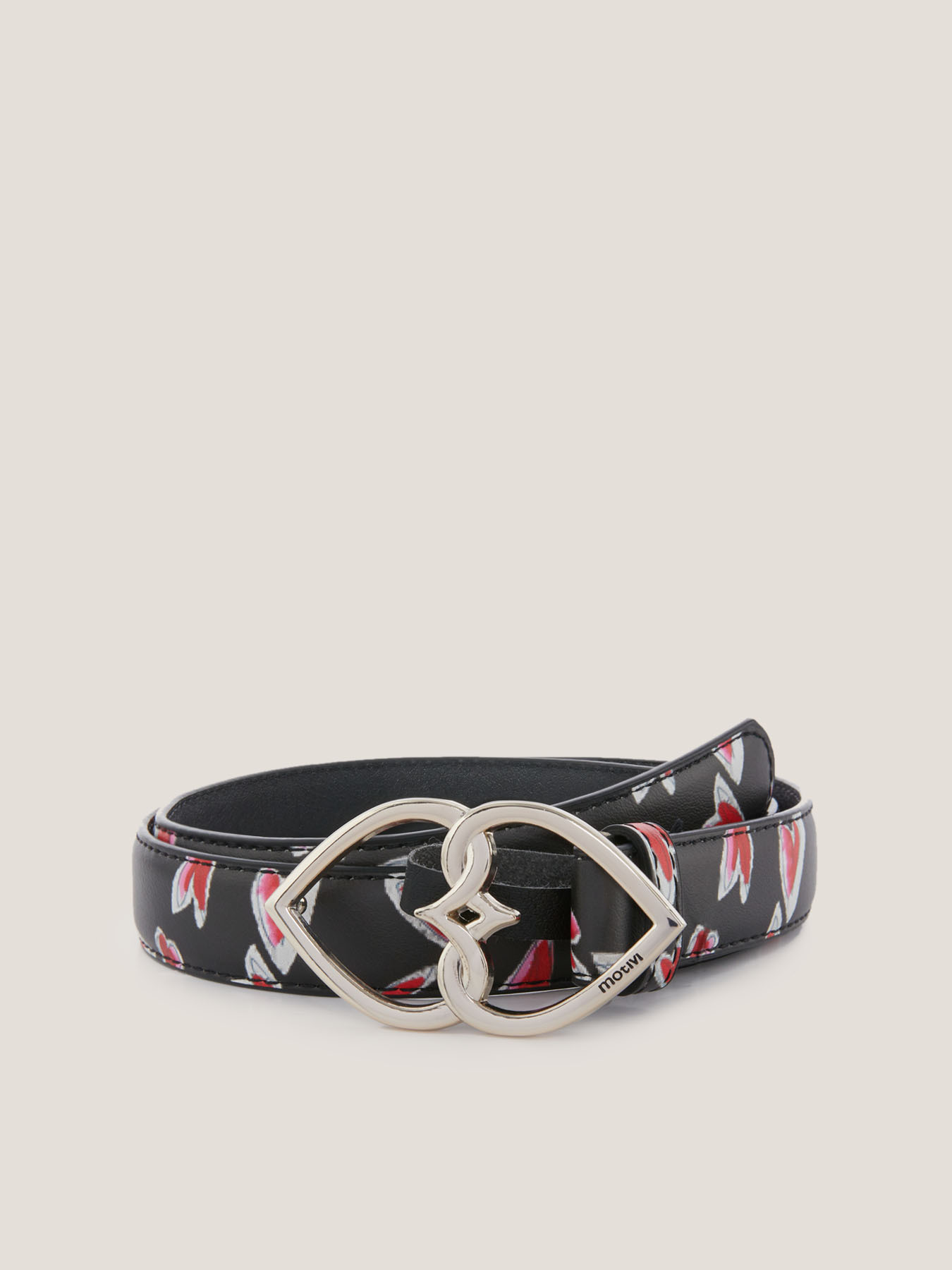 Double Love faux leather belt with heart pattern image number 0