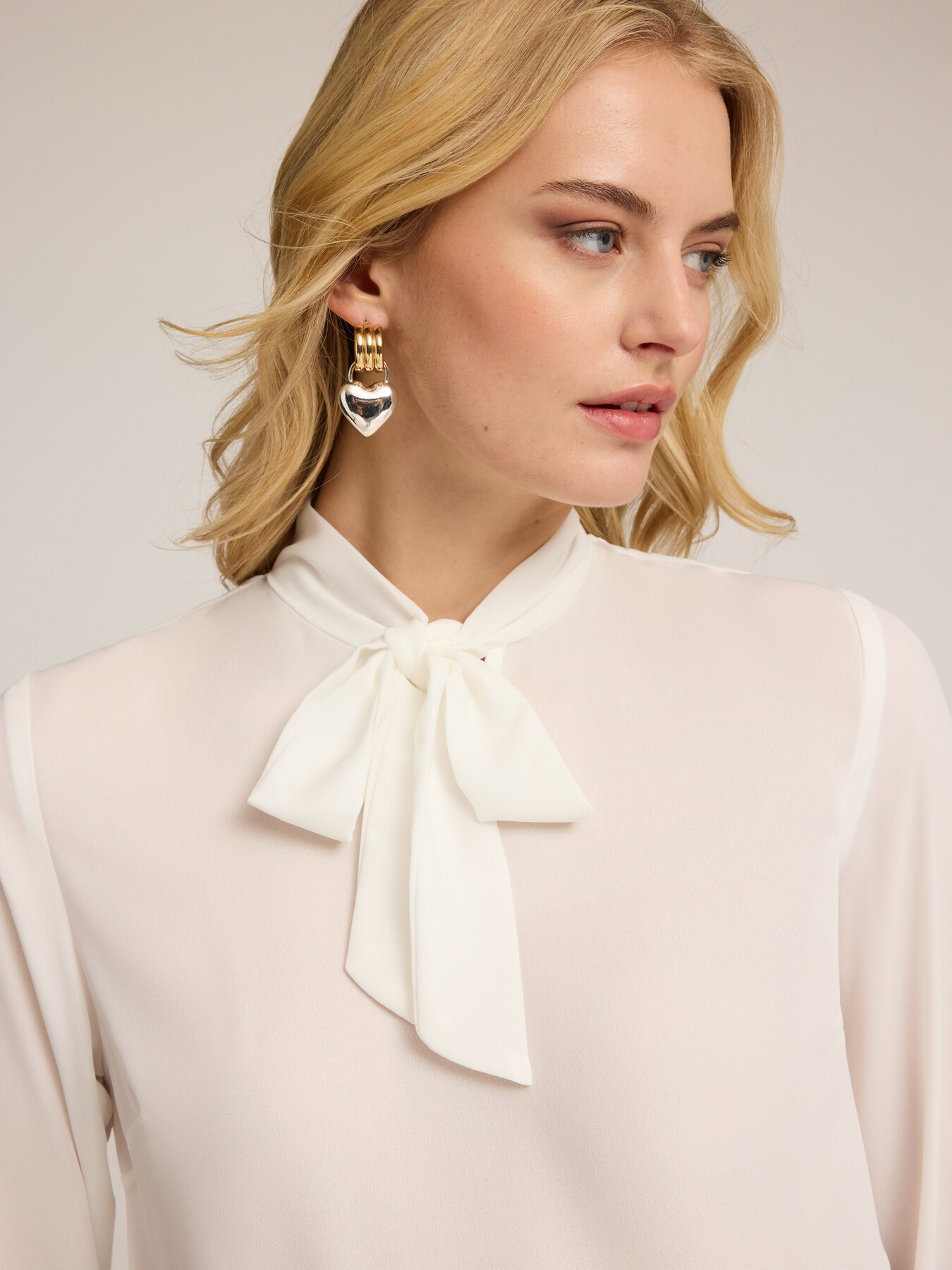 Satin bow blouse image number 3