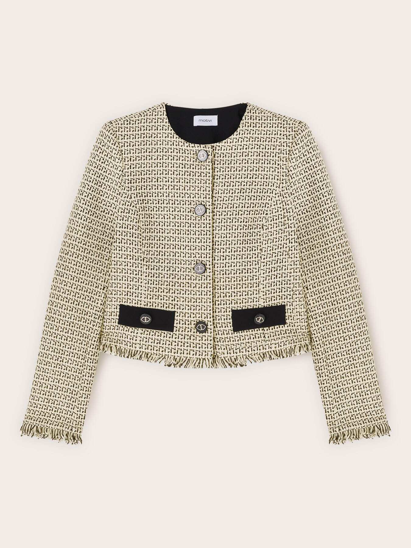 Boucl&eacute; jacket with contrasting buttons image number 4